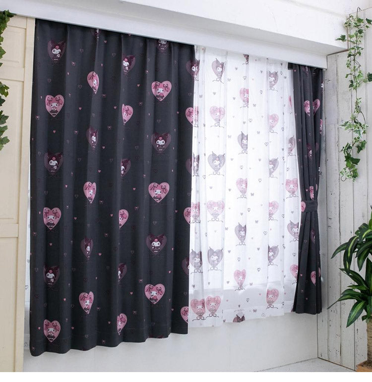 クロミ マイメロディ 幅100cm 真夜中のメロクロ 2級遮光 遮熱 カーテン 2枚セット サンリオ Sanrio クロミちゃん 2枚組 おしゃれ 地雷系 洗濯可能 マイメロ かわいい 女の子 キャラクター(代引不可)