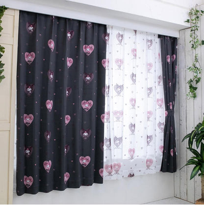 クロミ マイメロディ 幅100cm 真夜中のメロクロ 2級遮光 遮熱 カーテン 2枚セット サンリオ Sanrio クロミちゃん 2枚組 おしゃれ 地雷系 洗濯可能 マイメロ かわいい 女の子 キャラクター(代引不可)