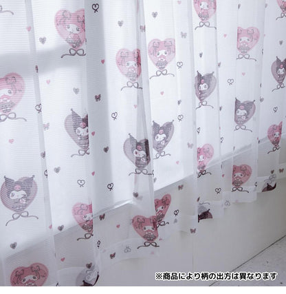 クロミ マイメロディ 幅100cm 真夜中のメロクロ UVカット99.9% 外から見えにくい レースカーテン 2枚セット 2枚組 サンリオ Sanrio クロミちゃん 地雷系 洗濯可能 かわいい 女の子 キャラクター(代引不可)