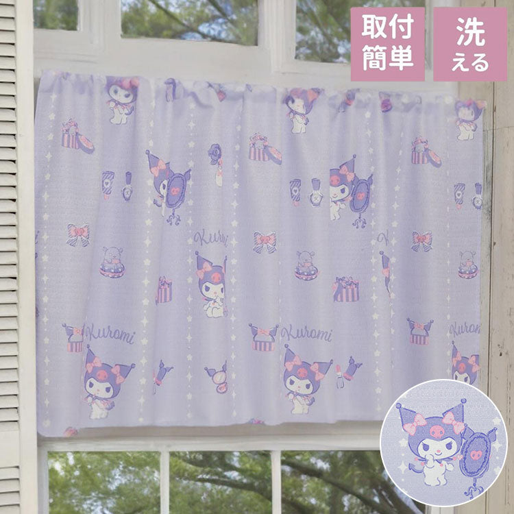 クロミ カフェカーテン 3サイズ 小窓 小さいカーテン 遮熱 断熱 保温 クロミちゃん SANRIO キャラクター 正規ライセンス品 公式 サンリオ 洗濯可 出窓 小窓用 小窓カーテン 1枚 突っ張り棒 片開き(代引不可)