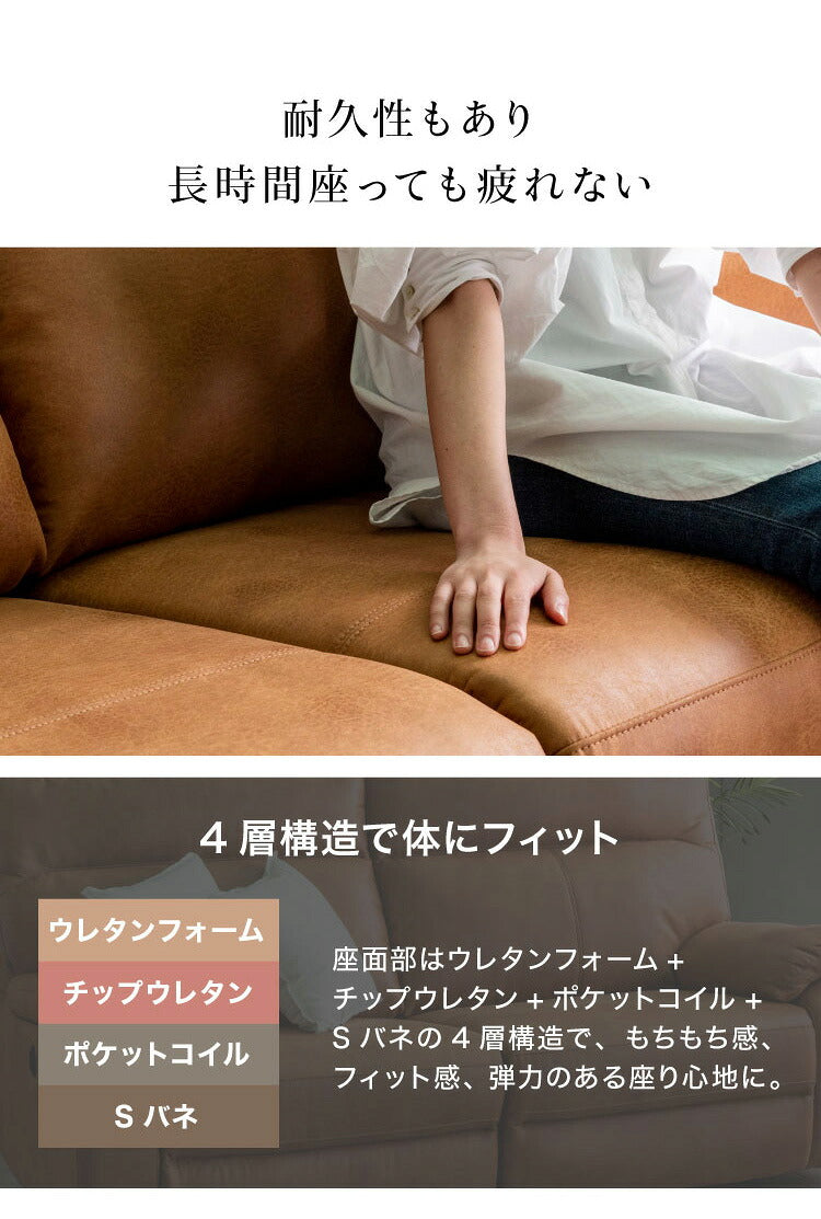 電動 ソファ リクライニングソファ 幅197 2人掛け USBポート 左右両電動 キャメル オットマン 一体型 革 レザーファブリック(代引不可)