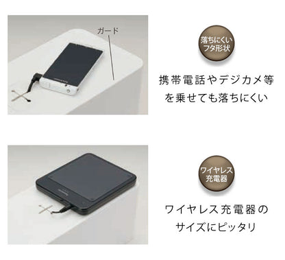 ケーブルボックス 配線収納 コード コンセント すっきり きれい ブラック ホワイト 6口対応 幅 41.5cm 奥行 16cm 高さ14.1cm コンパクト タップ収納 シンプル おしゃれ 蓋つき 滑り止め付き(代引不可)