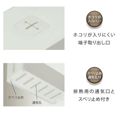 ケーブルボックス 3個セット 配線収納 コード コンセント すっきり きれい ブラック ホワイト 6口対応 幅 41.5cm 奥行 16cm 高さ14.1cm コンパクト タップ収納 シンプル 蓋つき 滑り止め付き(代引不可)