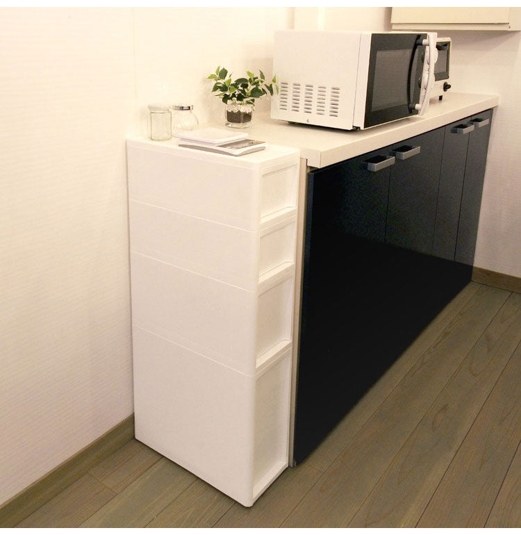 隙間収納 スリムストッカー 幅18cm 抗菌 クリプティ 日本製 引出し4段 S2段/M1段/L1段 キャスター付き JEJアステージ すき間収納 収納ボックス 収納ケース 中身が透けない プラスチック収納(代引不可)