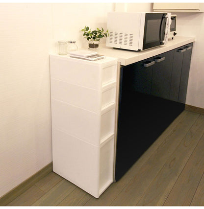 隙間収納 スリムストッカー 幅18cm 抗菌 クリプティ 日本製 引出し4段 S2段/M1段/L1段 キャスター付き JEJアステージ すき間収納 収納ボックス 収納ケース 中身が透けない プラスチック収納(代引不可)