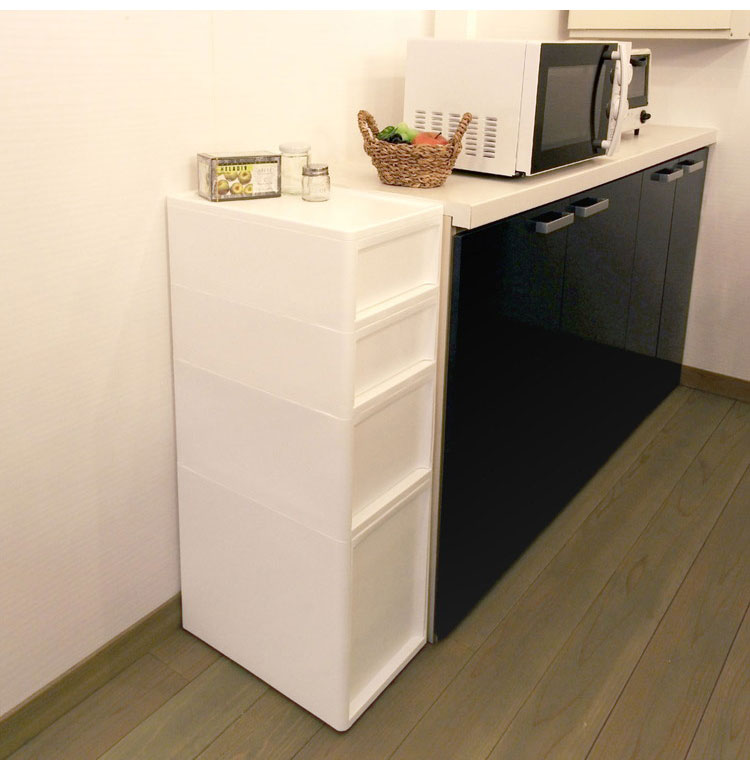 隙間収納 ミドルストッカー 幅26cm 抗菌 クリプティ 日本製 引出し4段 S2段/M1段/L1段 キャスター付き JEJアステージ すき間収納 収納ボックス 収納ケース 中身が透けない プラスチック収納(代引不可)