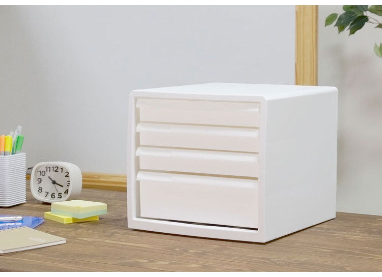 抗菌 レターケース 卓上 収納 ボックス 幅27.7cm クリプティ 日本製 引出し4段 デスクワークケース JEJアステージ 中身が透けない 収納ケース プラスチック収納 白 ホワイト A4サイズ(代引不可)