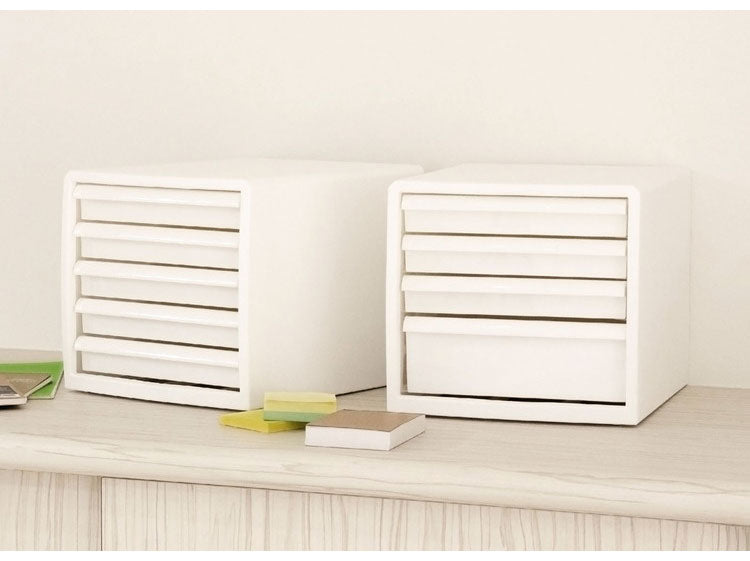 抗菌 レターケース 卓上 収納 ボックス 幅27.7cm クリプティ 日本製 引出し4段 デスクワークケース JEJアステージ 中身が透けない 収納ケース プラスチック収納 白 ホワイト A4サイズ(代引不可)