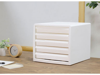 抗菌 レターケース 卓上 収納 ボックス 幅27.7cm クリプティ 日本製 引出し5段 デスクワークケース JEJアステージ 中身が透けない 収納ケース プラスチック収納 白 ホワイト A4サイズ(代引不可)