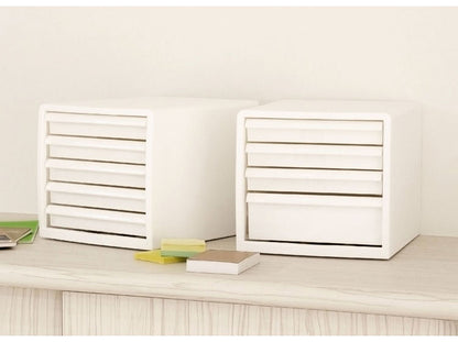 抗菌 レターケース 卓上 収納 ボックス 幅27.7cm クリプティ 日本製 引出し5段 デスクワークケース JEJアステージ 中身が透けない 収納ケース プラスチック収納 白 ホワイト A4サイズ(代引不可)