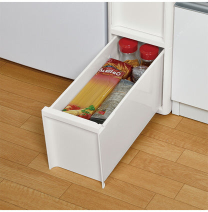 隙間収納 ミドルストッカー 幅18cm リセスタイル 日本製 引出し4段 S2段/M1段/L1段 キャスター付き JEJアステージ すき間収納 収納ボックス 収納ケース 白 ホワイト(代引不可)