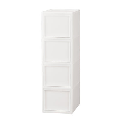 隙間収納 ミドルストッカー 幅26cm リセスタイル 日本製 引出し4段 M4段 キャスター付き JEJアステージ すき間収納 収納ボックス 収納ケース 白 ホワイト(代引不可)