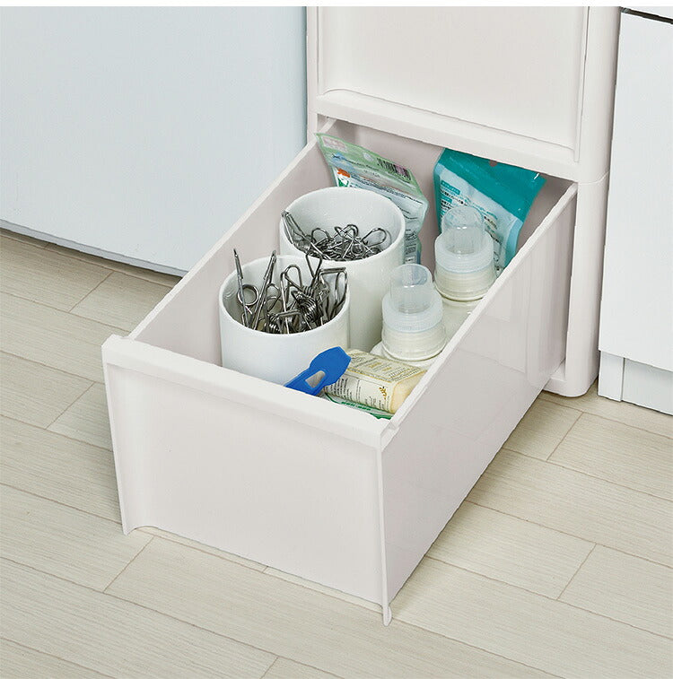 隙間収納 ミドルストッカー 幅26cm リセスタイル 日本製 引出し4段 M4段 キャスター付き JEJアステージ すき間収納 収納ボックス 収納ケース 白 ホワイト(代引不可)