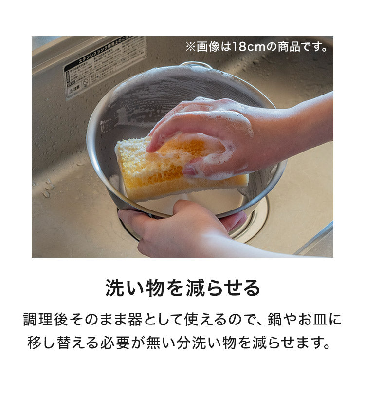 日本製 燕三条 すっきり暮らす 火にかけられるボウル 20cm 食洗機対応 IH対応 ガス火OK ステンレスボウル 3way 鍋 ボウル 器 取っ手 目盛り付き 1台3役 冷麺 ラーメン どんぶり 1人鍋 ボウル おしゃれ