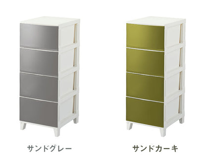 選べる7色 日本製 収納ケース チェスト 幅34cm スリム4段 ルームス シェード ROOM'S shade リビングチェスト サニタリー 隙間収納 すき間収納 収納ボックス 衣装ケース タンス クローゼット サンカ(代引不可)