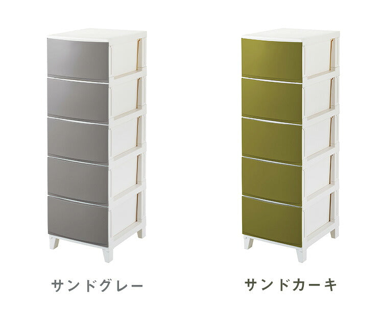 選べる7色 日本製 収納ケース チェスト 幅34cm スリム5段 ルームス シェード ROOM'S shade リビングチェスト サニタリー 隙間収納 すき間収納 収納ボックス 衣装ケース タンス クローゼット サンカ(代引不可)