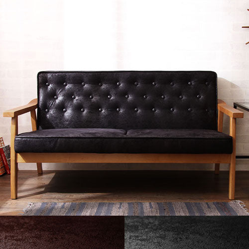 ヴィンテージ ビンテージ アンティーク カフェ レトロ 木肘 ソファ ２人掛け 二人掛け 2P 木製フレーム チェア ヴィンテージ調木肘ソファ【Stuyvesant】スタイベサント 2人掛け(代引不可)