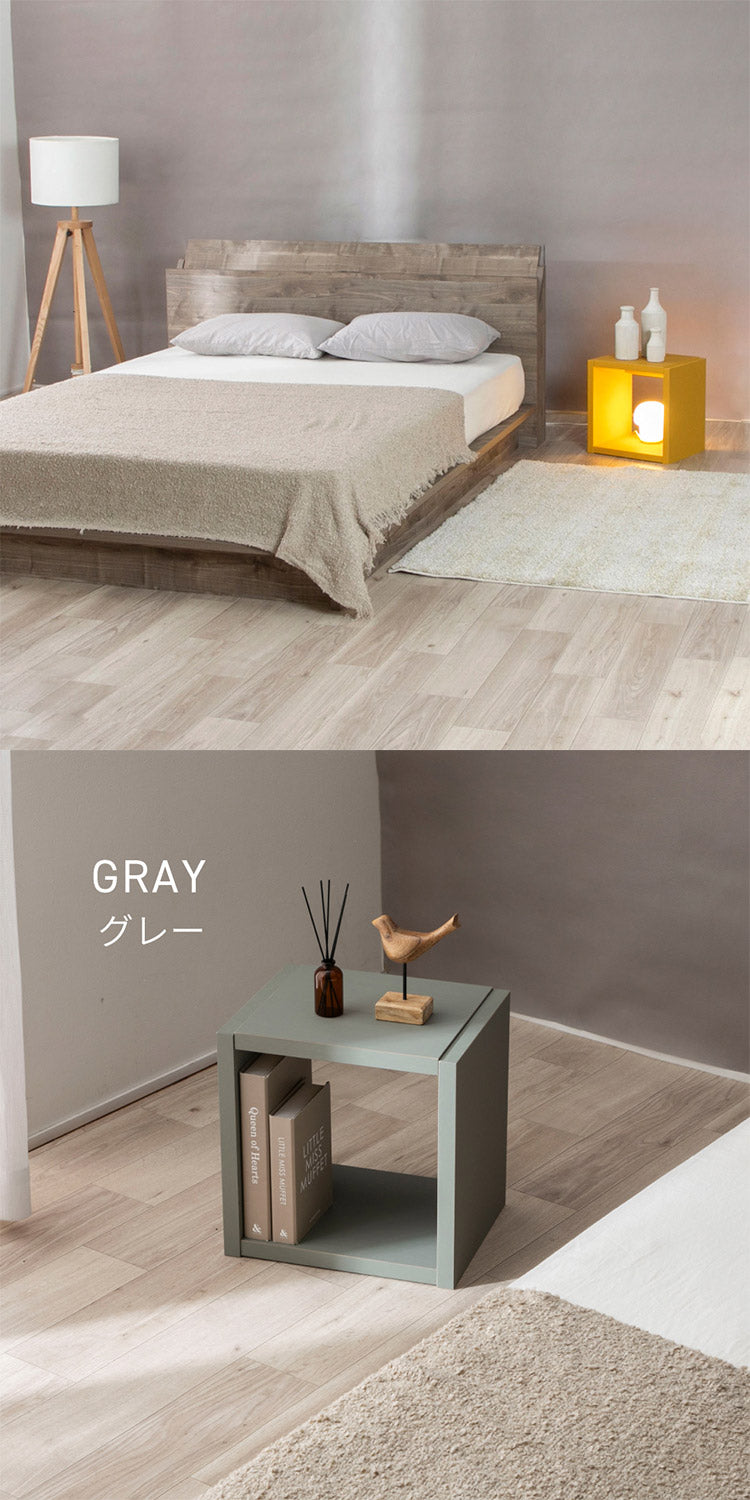 ナイトテーブル PALMLOOP サイドテーブル テーブル ヒノキ 檜 ソファーテーブル 収納 キューブボックス 収納ボックス 4-003 BK コロロ(代引不可)