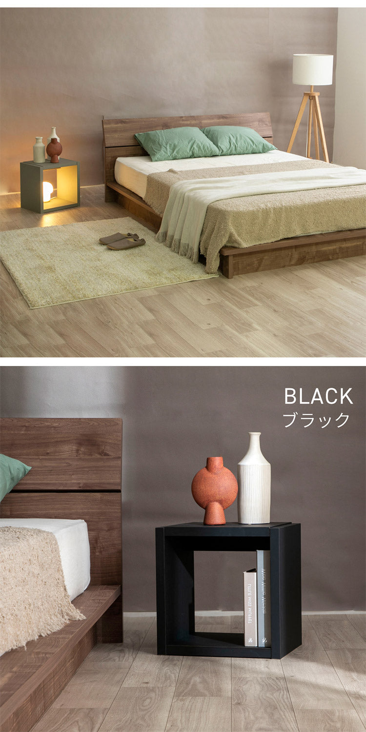ナイトテーブル PALMLOOP サイドテーブル テーブル ヒノキ 檜 ソファーテーブル 収納 キューブボックス 収納ボックス 4-003 BK コロロ(代引不可)