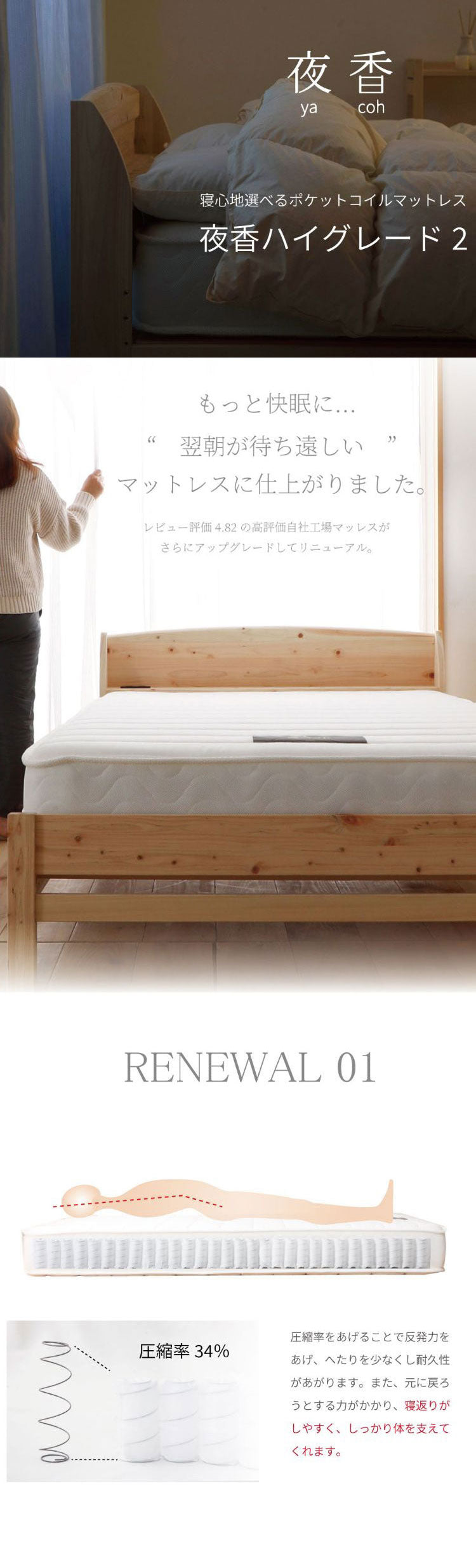 源ベッド 6-169 SD 夜香ハイグレードWH ソフト レギュラー ハード セミダブル マットレス付き マットレスセット マットレス付きベッドフレーム マットレス付きベッド ベッド 寝具 インテリア 家具(代引不可)