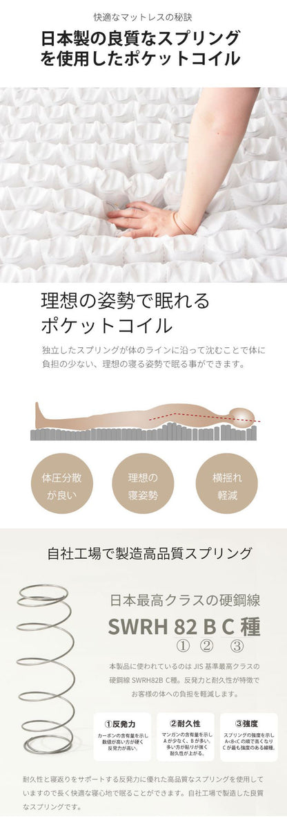 マットレス セミダブル 国産ポケットコイルマットレス 夜香スタンダード3 敷布団 敷き布団 マット 寝具 インテリア 家具 日圧縮P660 夜香スタンダード3 国産マット SD セミダブルサイズ SDサイズ(代引不可)