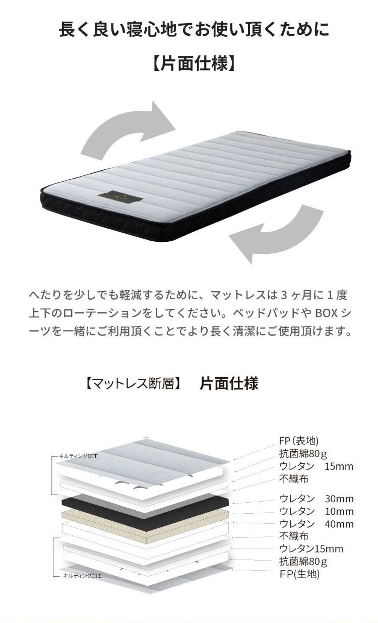 マットレス シングル 国産ウレタンマットレス 咲夜ハイフィール 敷布団 敷き布団 マット 寝具 インテリア 家具 日圧縮700 咲夜ハイフィール(ウレタンマット)S シングルサイズ Sサイズ(代引不可)