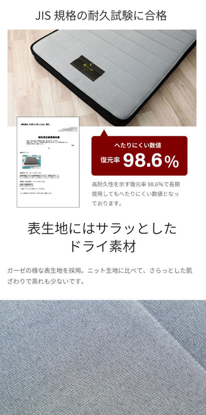 マットレス セミダブル 国産ウレタンマットレス 咲夜ハイフィール 敷布団 敷き布団 マット 寝具 インテリア 家具 日圧縮700 咲夜ハイフィール(ウレタンマット)SD セミダブルサイズ SDサイズ(代引不可)