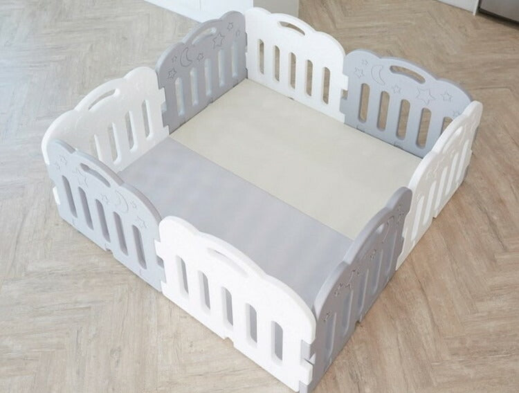 【固定ホルダー付き】 caraz カラズ ベビーサークル8枚ドア付き+プレイマット セット ノンホルム 防炎 防音 FANCY ベビーゲート プレイヤード 折りたたみ マット(代引不可)