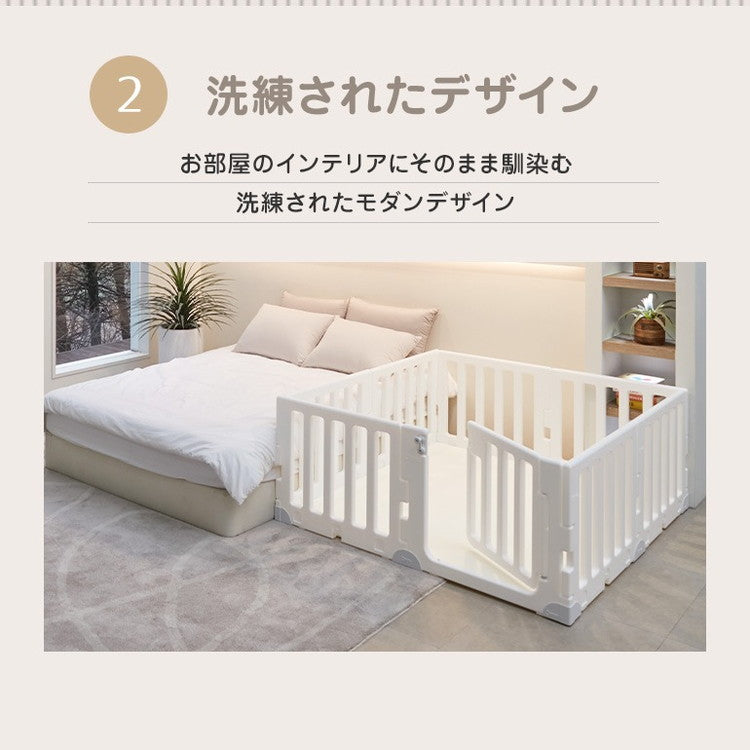 【固定ホルダー付き】 ベビーサークル MODERN 扉付き10枚＋プレイマット ドア付き セット ノンホルム 防炎 防音 ベビーゲート プレイヤード 折りたたみ マット caraz カラズ(代引不可)