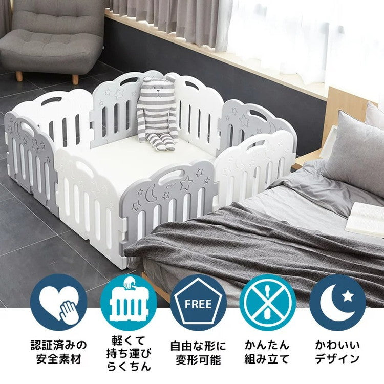 【固定ホルダー付き】 caraz カラズ ベビーサークル 8枚セット ドア付き FANCY ベビーゲート 柵 パネル 仕切り ケージ ベビー 赤ちゃん キッズ 出産祝い プレゼント(代引不可)