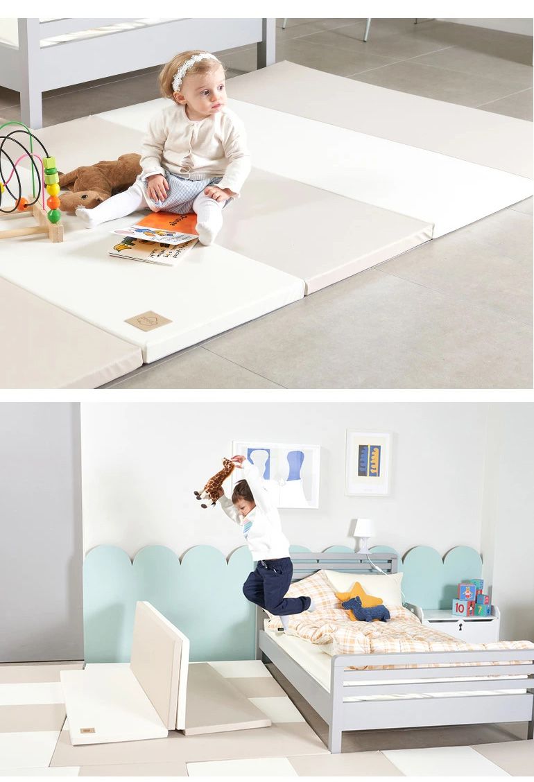 抗菌 プレイマット 4段 140×200cm 厚さ4cm 防炎 ノンホルム 防音 防水 ベビーマット フロアマット ジョイントマット(代引不可)