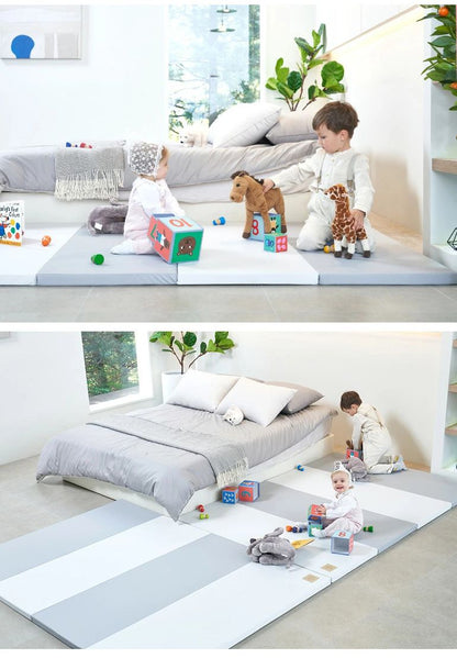 抗菌 プレイマット 4段 140×200cm 厚さ4cm 防炎 ノンホルム 防音 防水 ベビーマット フロアマット ジョイントマット(代引不可)