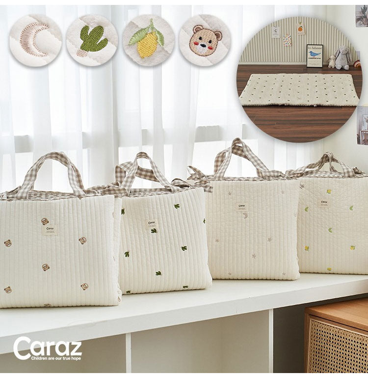 ナップマット お昼寝マット イブル イブルマット お昼寝布団 赤ちゃん 持ち運び 洗える 折りたたみ ベビー マット 刺繍 プレイマット キルティング 出産祝い 韓国 caraz カラズ(代引不可)