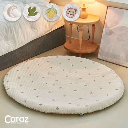 サニーマット イブル イブルマット ラウンドマット 円形 お昼寝マット 刺繍 ベビー マット キルティング プレイマット 赤ちゃん 保育園 幼稚園 リバーシブル 洗える 大判 出産祝い 韓国 caraz カラズ(代引不可)