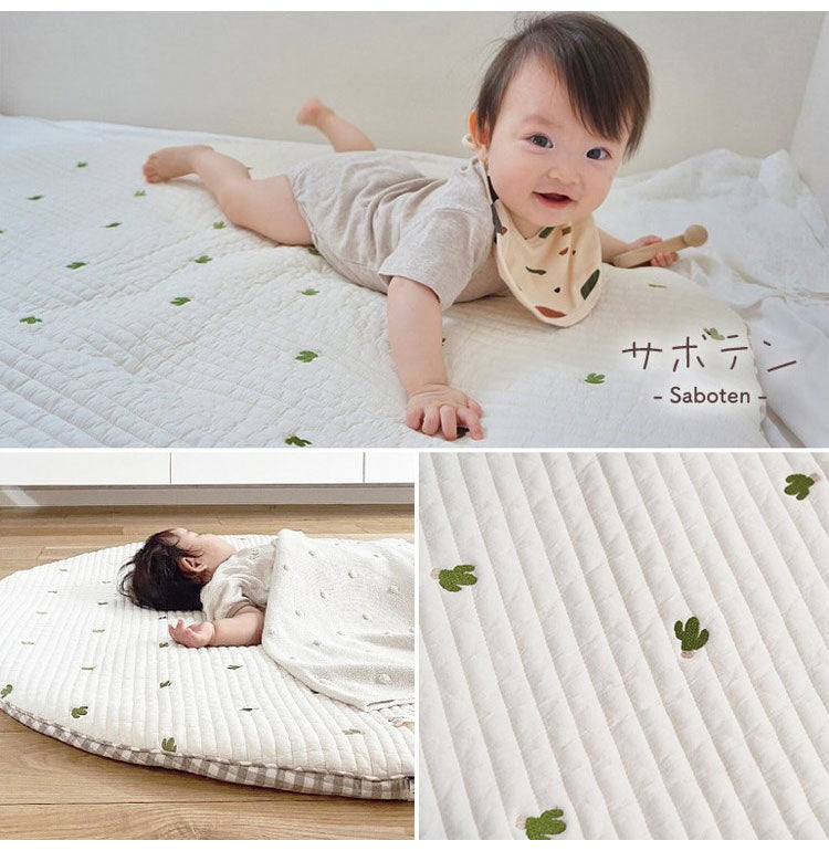 サニーマット イブル イブルマット ラウンドマット 円形 お昼寝マット 刺繍 ベビー マット キルティング プレイマット 赤ちゃん 保育園 幼稚園 リバーシブル 洗える 大判 出産祝い 韓国 caraz カラズ(代引不可)