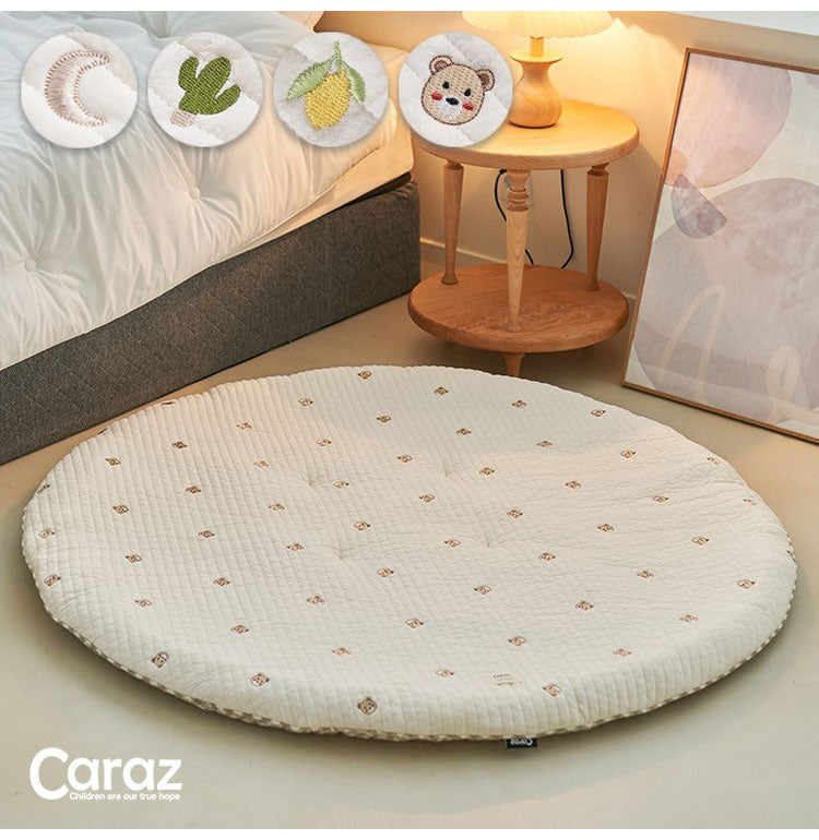 サニーマット イブル イブルマット ラウンドマット 円形 お昼寝マット 刺繍 ベビー マット キルティング プレイマット 赤ちゃん 保育園 幼稚園 リバーシブル 洗える 大判 出産祝い 韓国 caraz カラズ(代引不可)