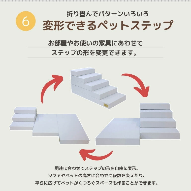 ペットステップ 5段 ドッグステップ ペットスロープ 犬 猫 ペット用 階段 補助 上り下り ケガ防止 シニア犬 介護用品 ドッグスロープ 小型犬 高齢犬 ミニチュアダックス チワワ Caraz カラズ(代引不可)