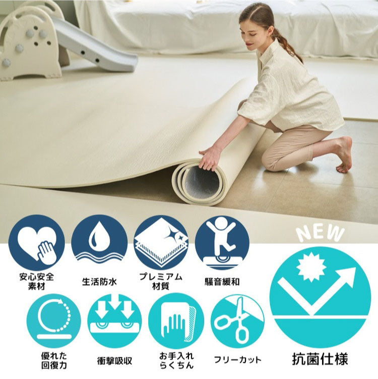 ロールマット 抗菌 防炎 ノンホルム プレイマット 大理石調 マーブル 110×300×1.5cm 韓国インテリア フロアマット 床暖房対応 PVC 厚手 防水 出産祝い 赤ちゃん マット 防音 お昼寝 caraz カラズ(代引不可)