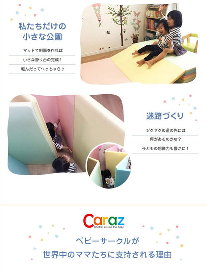 ノンホルム 防炎 プレイマット 120×160×4cm 4段 フロアマット ベビーマット 大判 床暖房対応 折りたたみ すべり止め Caraz(代引不可)