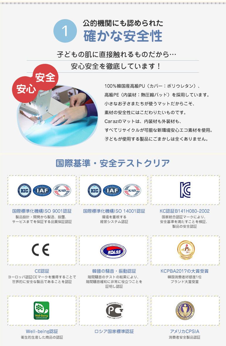 ノンホルム 防炎 プレイマット 120×160×4cm 4段 フロアマット ベビーマット 大判 床暖房対応 折りたたみ すべり止め Caraz(代引不可)