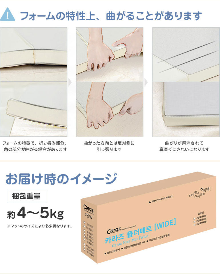 ノンホルム 防炎 プレイマット 140×200×4cm 4段 フロアマット ベビーマット リバーシブル 大判 床暖房対応 折りたたみ すべり止め Caraz(代引不可)