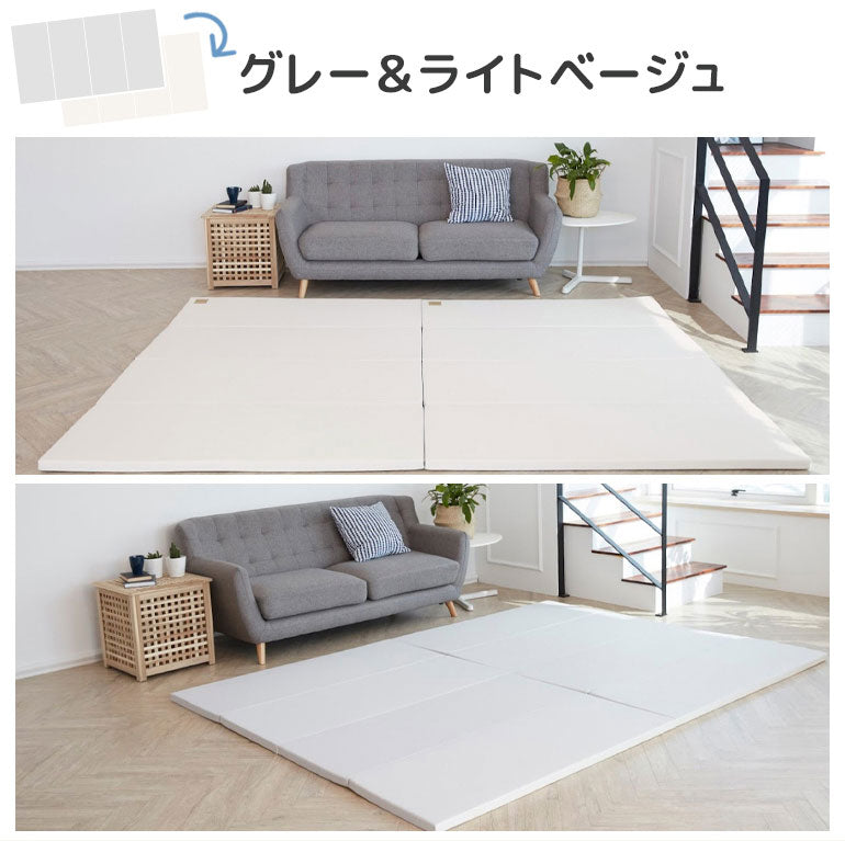 ノンホルム 防炎 プレイマット 140×200×4cm 4段 フロアマット ベビーマット リバーシブル 大判 床暖房対応 折りたたみ すべり止め Caraz(代引不可)