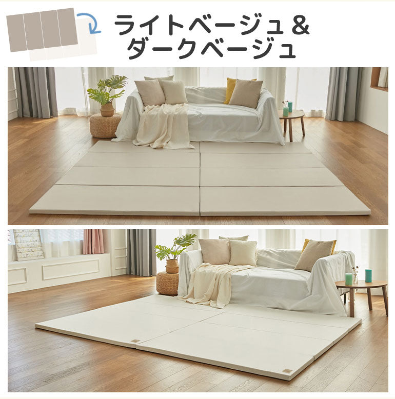 ノンホルム 防炎 プレイマット 140×200×4cm 4段 フロアマット ベビーマット リバーシブル 大判 床暖房対応 折りたたみ すべり止め Caraz(代引不可)