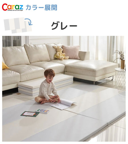 ノンホルム 防炎 プレイマット 140×200×4cm 4段 フロアマット ベビーマット 大判 床暖房対応 折りたたみ すべり止め Caraz(代引不可)