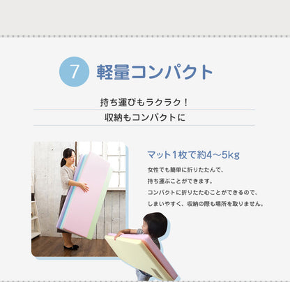 ノンホルム 防炎 プレイマット 140×200×4cm 4段 フロアマット ベビーマット 大判 床暖房対応 折りたたみ すべり止め Caraz(代引不可)