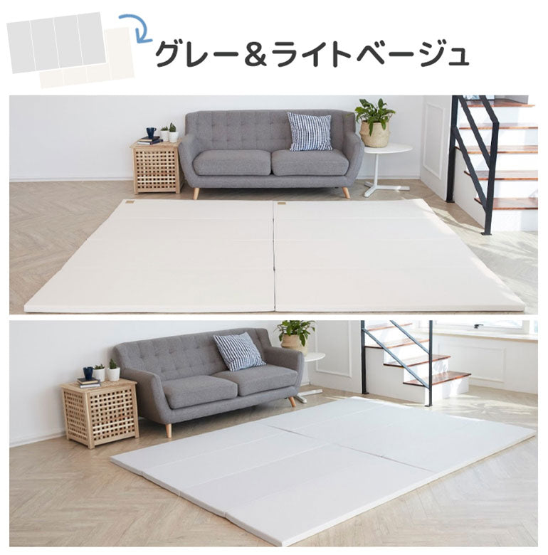ノンホルム 防炎 プレイマット 140×200×4cm 4段 フロアマット ベビーマット 大判 床暖房対応 折りたたみ すべり止め Caraz(代引不可)