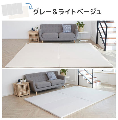 ノンホルム 防炎 プレイマット 140×200×4cm 4段 フロアマット ベビーマット 大判 床暖房対応 折りたたみ すべり止め Caraz(代引不可)