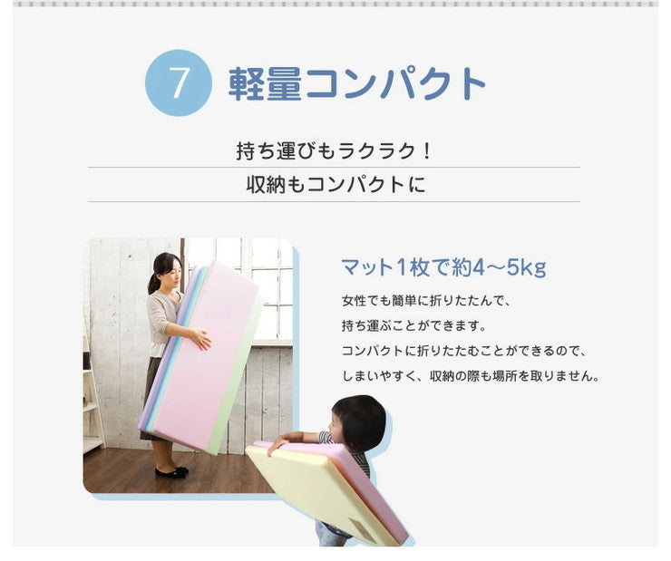 プレイマット ベビーサークル用 140×213×4cm 3段 ノンホルム 防炎 防音 厚手 折りたたみ 防水 すべり止め キッズ caraz 洗える(代引不可)