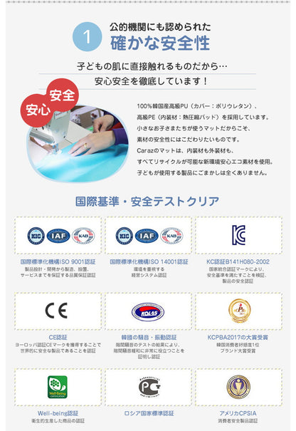 プレイマット ベビーサークル用 140×213×4cm 3段 ノンホルム 防炎 防音 厚手 折りたたみ 防水 すべり止め キッズ caraz 洗える(代引不可)