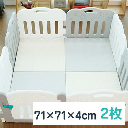 ジョイントマット プレイマット 2枚セット 防炎 ノンホルム 防音 厚さ4cm 71×71cm 2枚 フロアマット パズルマット(代引不可)